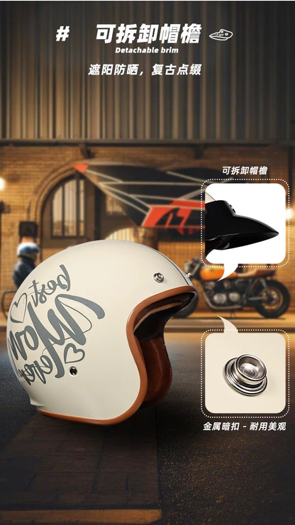 Orz Motorcycle Retro Helmet Men's and Women's Motorcycle Safety Helmet Electric Car Four Seasons 3/4 Half Helmet Scooter