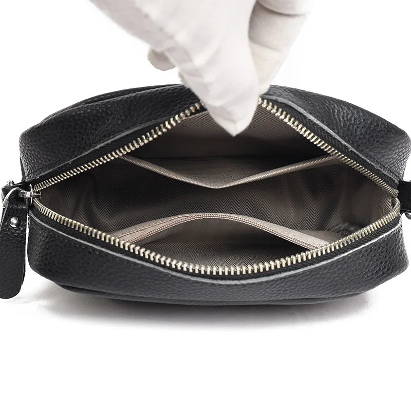 Genuine Leather Handbag For Women Crossbody Bag For Daily Commute Multi Compartment Zipper Shoulder Bag