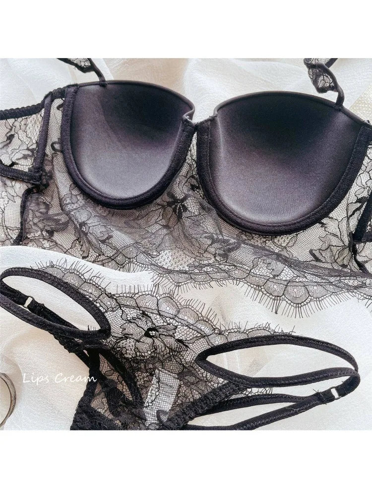 Women Lace Push Up Bra Wireless Thin Cotton Underwire Shaping Bras Anti Sagging Bralette 2 Piece Panty Set Sexy Lingerie S-XL