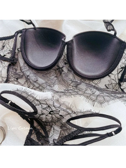 Women Lace Push Up Bra Wireless Thin Cotton Underwire Shaping Bras Anti Sagging Bralette 2 Piece Panty Set Sexy Lingerie S-XL