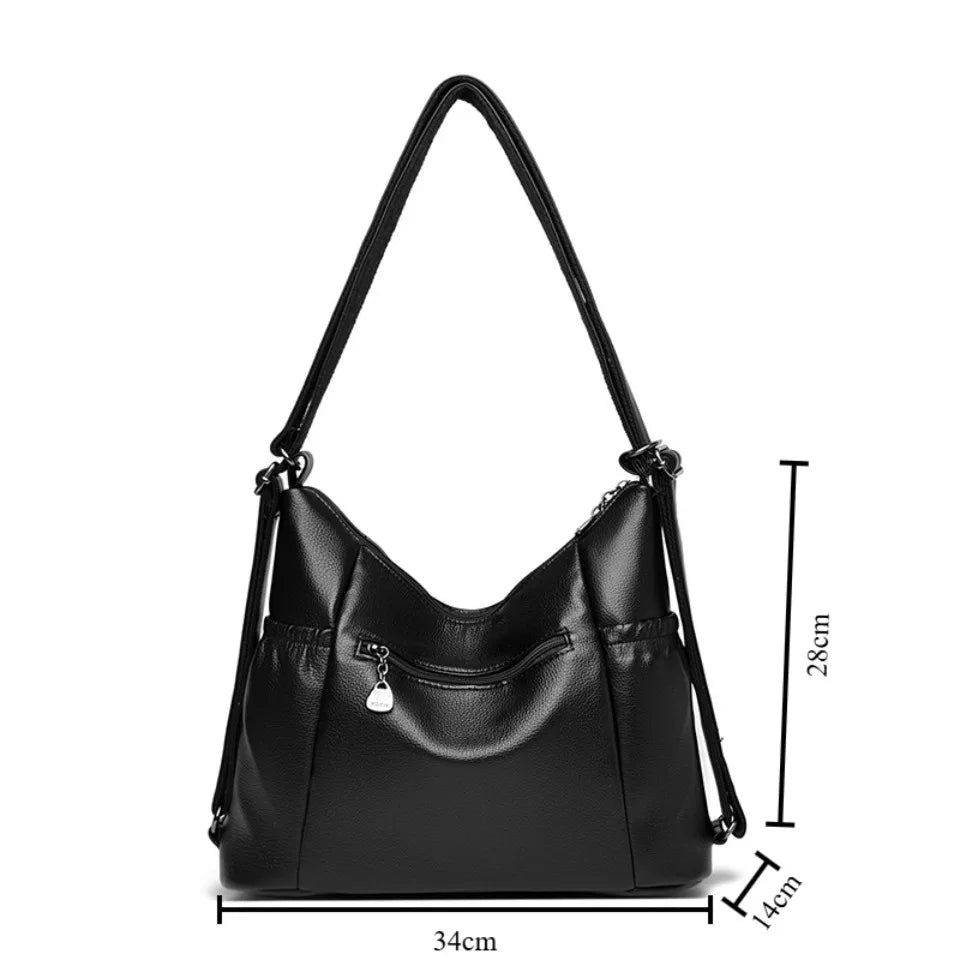 High Quality Soft Pu Leather Shoulder Bags for Women Women Bags Luxury Designer Multifunction Travel BackPack Commuter Handbags