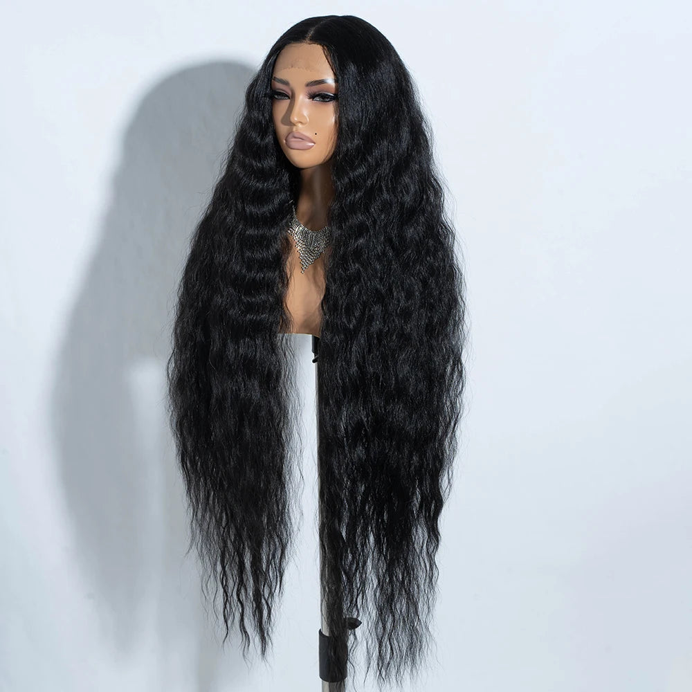 Synthetic Lace Front Curly Wigs For Women 42 inches Soft Wavy Ombre Blonde Ginger Highlight Cosplay Wigs Heat Resistant