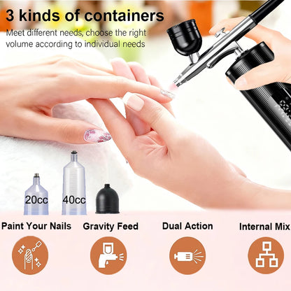 Airbrush Nail with Compressor Portable handheld Airbrush Rechargeable Sprayer Tool for Painting Nails Art Cake Tattoo Make