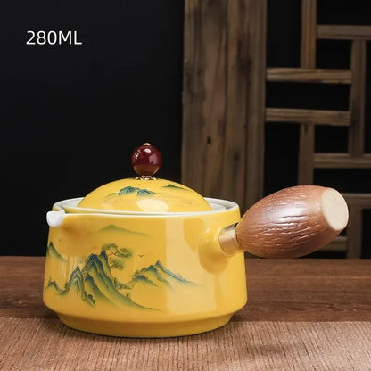 New Style Ceramic Glass Teapot Chinese Gongfu Tea Pot 360 Rotation Tea Maker  Automatic Single Pot   Teapot For Tea