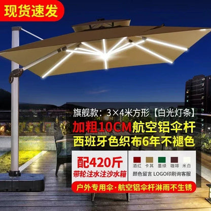 Garden Parasol Large Beach Patio Picnic Umbrella Patterned Outdoor Patio with Led Light Solar Base Wholesale Dropshipping