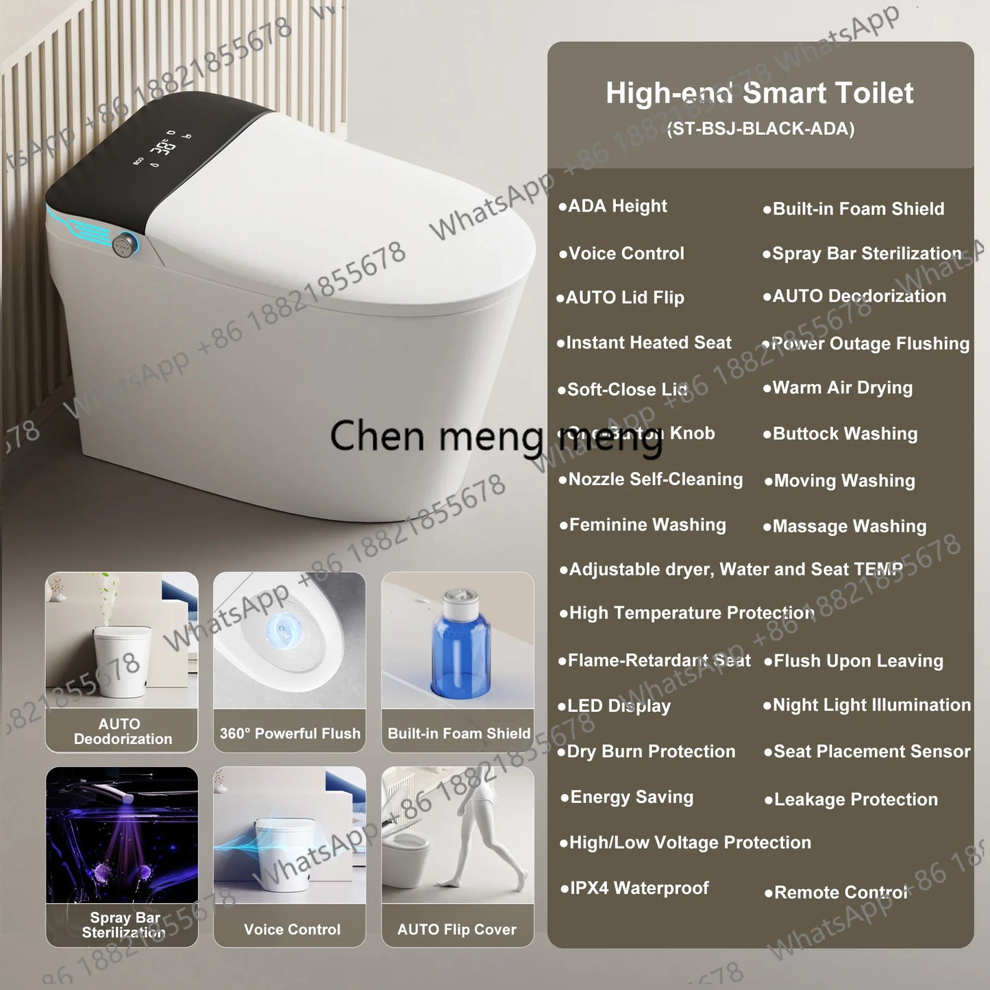 CC 45Elongated Smart Toilet with Bidet Built in,ADA Bidet Height,Foam Dispenser,One-Piece Toilet with Instant Warm Water and Dry