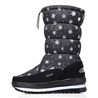 Platform Snow Boots Female Plus Size 42 White Women Boots Winter Shoes Warm Plush Mid-calf Boots Waterproof Rubber Non-slip