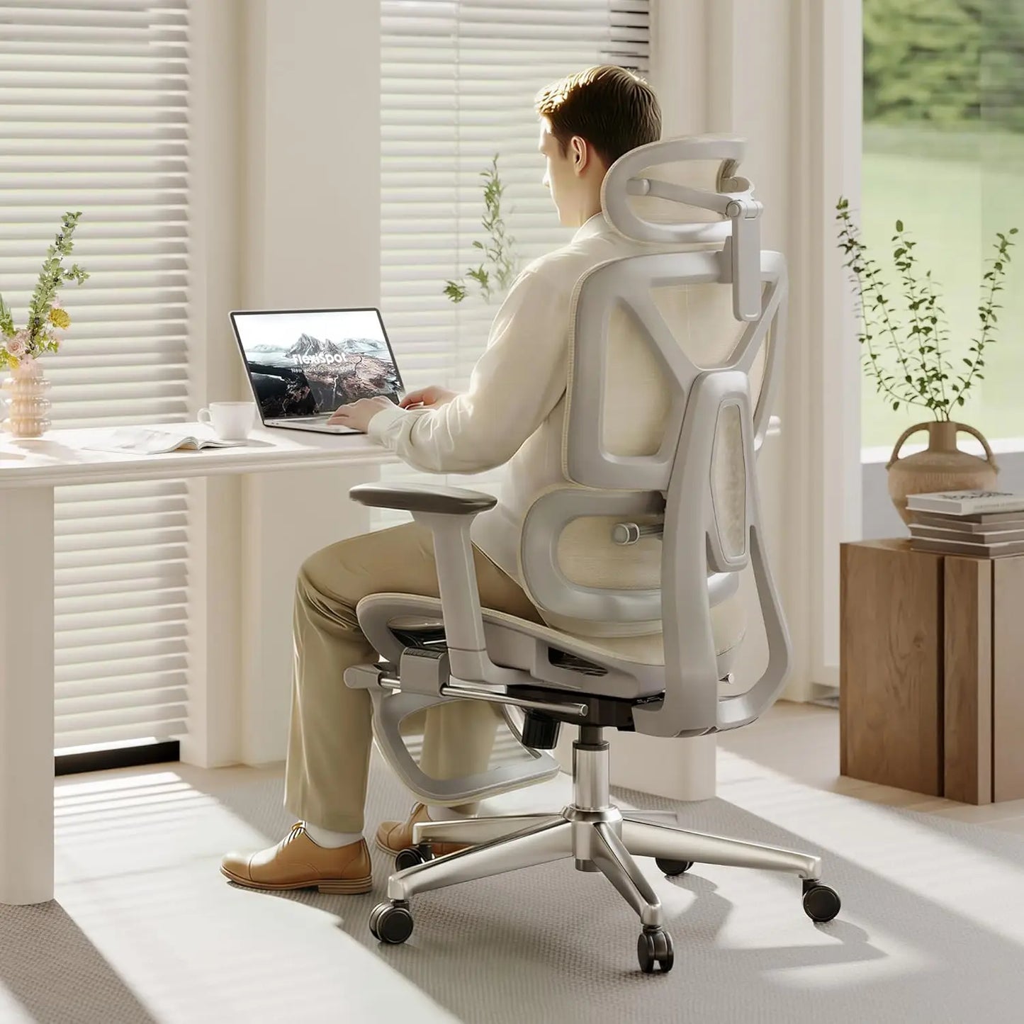 ErgoX Premium Ergonomic Office Chair with Footrest- Adjustable 3D Armrests, Dynamic Lumbar Support, Recline & Tilt, Customized