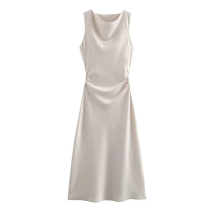 Satin Long Dresses for Women 2026 Summer Slip Midi Dress Woman Sexy Evening Party Dress Sleeveless Female Elegant Dresses