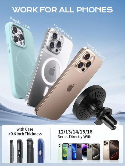 Car For Magsafe 30W Wireless Charger Air Vent Phone Holder Stand For iPhone 17~12 Samsung Xiaomi Fast Charging Cellphone Bracket
