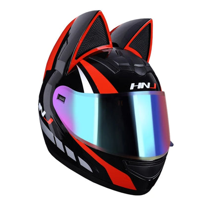 Capacete Casque Moto Motorcycle Full Face Helmet Women Moto Ear Helmets Personality Motorbike Helmet Cat Ear Helmet Motocross