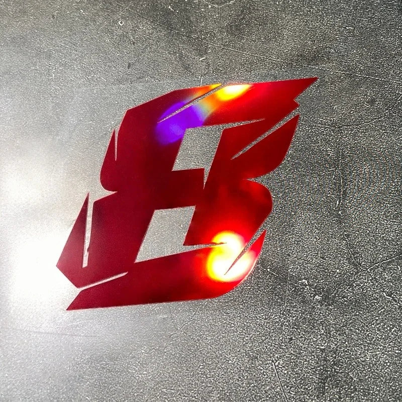 1PC Red Laser Motorcycle Stickers Arabic Numeral Waterproof for Motorbike Helmet Fuel Tank Mudguard Scooter Bodies Vinyl Decals