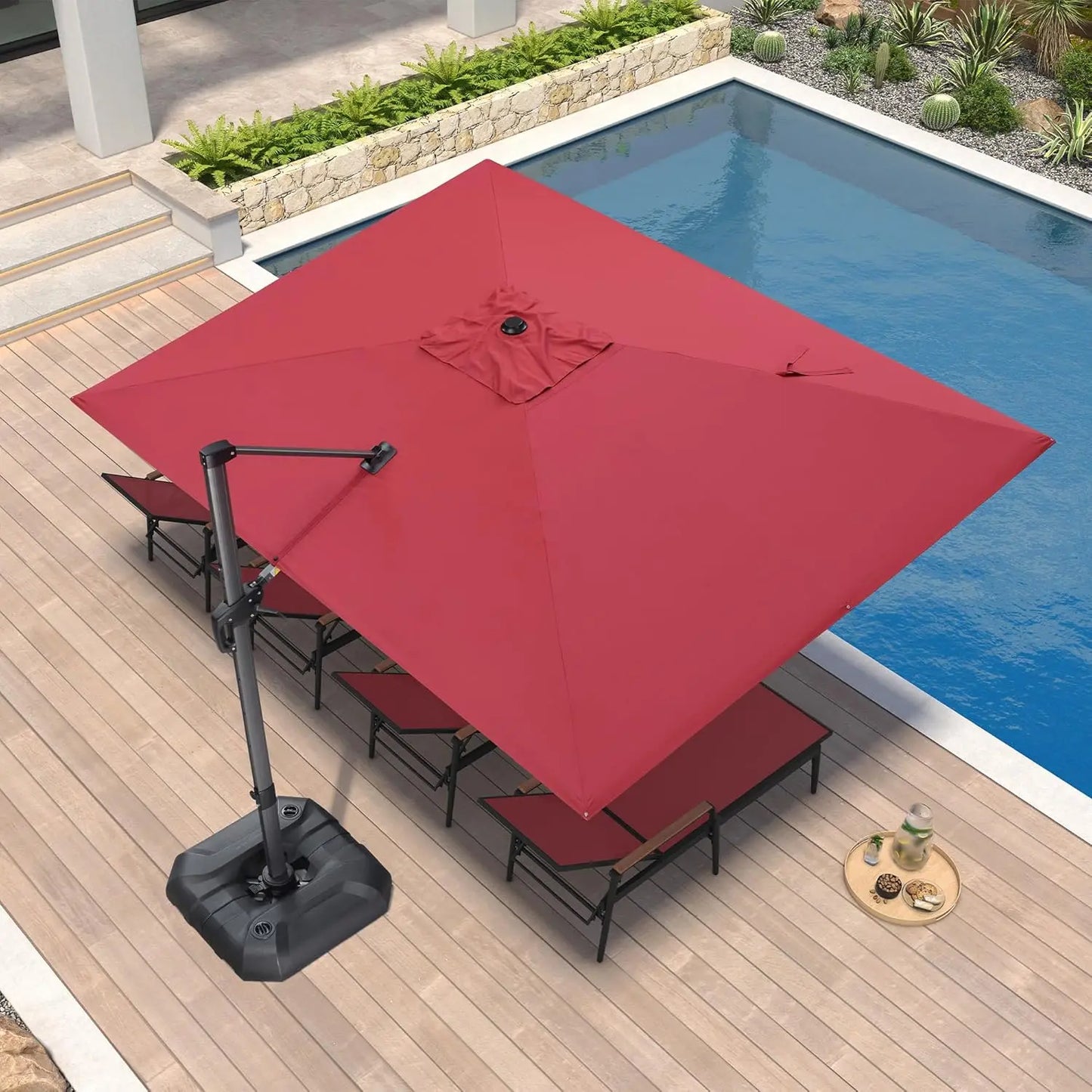 9' X 11.5' Patio Umbrella Outdoor Cantilever Rectangle Umbrella Aluminum Offset Umbrella with 360-degree Rotation, Customized