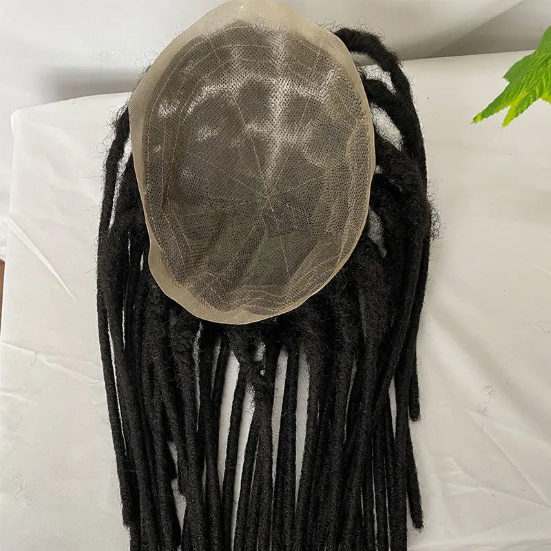 Human Hair Transparent Full Lace Base Afro Dreadlock Extensions Toupee For Men/Women 0.6cm Loc Extensions Human Hair Dreadlock1B