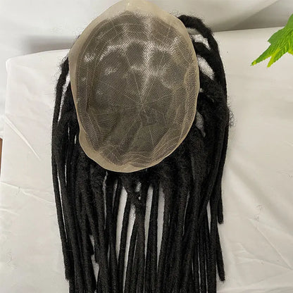 Human Hair Transparent Full Lace Base Afro Dreadlock Extensions Toupee For Men/Women 0.6cm Loc Extensions Human Hair Dreadlock1B