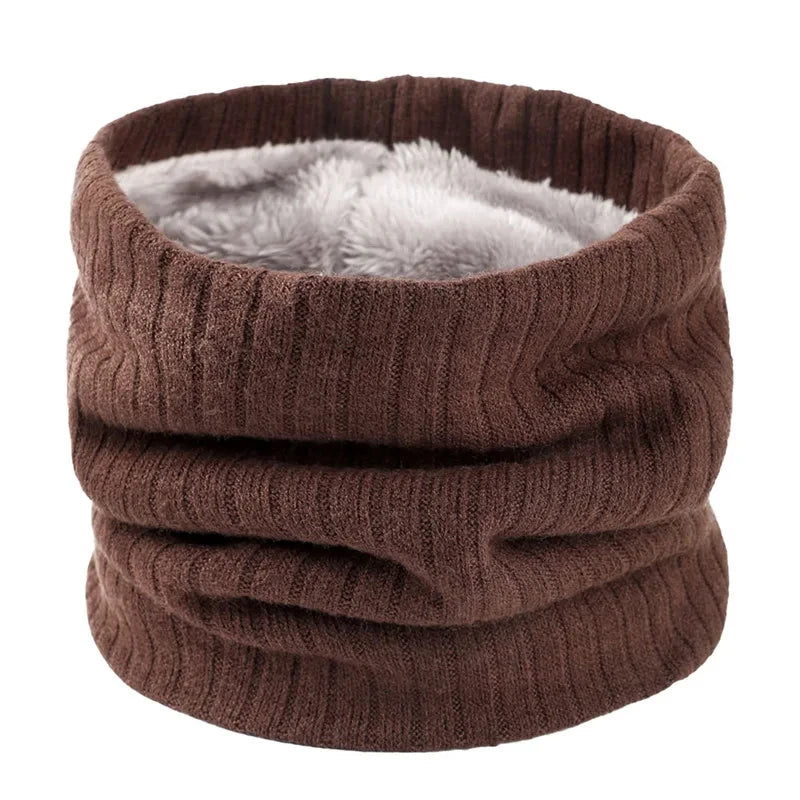 Winter Scarf for Men Fleece Ring Bandana Knitted Warm Solid Scarf Women Neck Warmer Thick Cashmere Hot Handkerchief Ski Mask