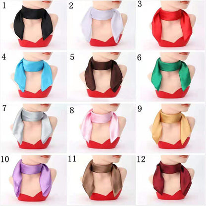 60x60cm Solid Colors Neckerchief Scarf For Women Silk Satin Headband Hair Scarves Female Square Shawls Head Scarfs