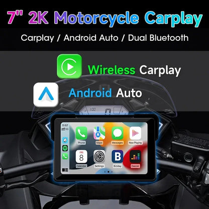 Jansite 7 inch 2K Motorcycle Upgrade Module DVR Navigation GPS Wireless CarPlay Waterproof IPX7 TPMS Portable Smart Display Cam