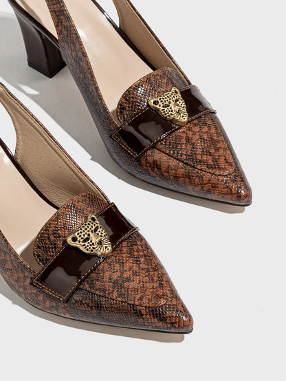 Retro Branded Shoes Original for Woman Brown Elastic Band Pointed Toe Artificial Leather High-heeled Shoes Work Elegant Pumps
