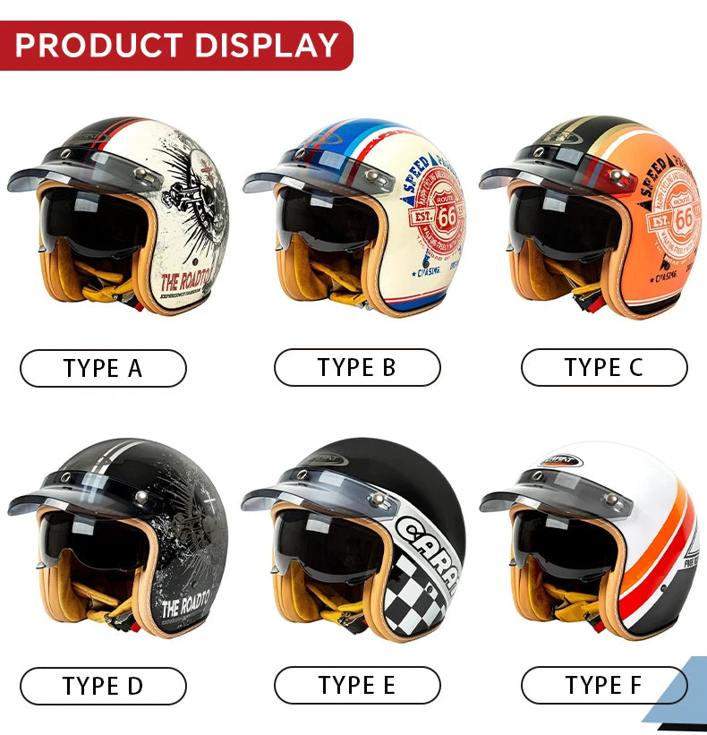 Jet Helmet Men Women Open Face Motorcycle Helmets DOT Approved Capacete De Moto ABS Material Moto Equipments ECE Certified