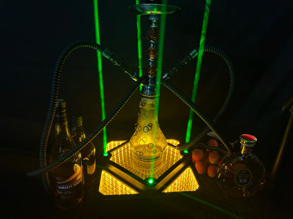 LED Smoking Table Lamp with Laser Light & Charging Base for Hookah Portable Neon Smoke Glow Lamp for Bar Party Laser Effects
