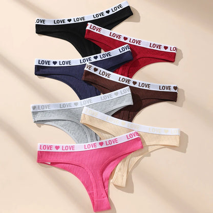 7Pcs Women's Cotton Thongs Sexy Panties Low Waist Underwear Girls Briefs G-String Breathable Ladies Panty Soft Female Lingerie