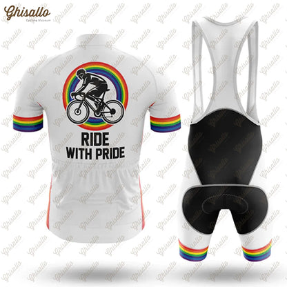 Team Ride with Pride Cycling Jersey Set, Road Bike Equipment, Men's Cycling Shirt, Quick Dry Bicycle Clothes, New