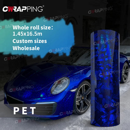 145cmx200cm Laser Carbon Fiber Wrap Self-adhesive Film Door Roof Hood Blue Vinyl Paper for Car Accessory Car Wrapping Stickers
