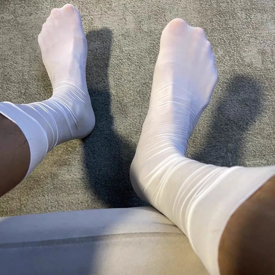 Oil Shine Stockings Ultra Thin Sexy Silky Dress Business Socks Men Sheer See Through Socks Soft Transparent