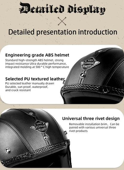 Retro motorcycle helmet, electric scooter 3/4 helmet, lightweight and breathable, suitable for all seasons