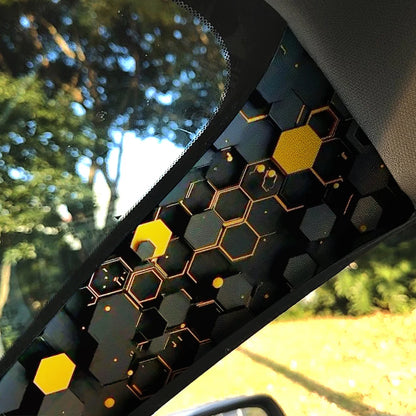 2-piece set of 3D honeycomb geometric design self-adhesive car A-pillar trim, elastic fabric, car interior accessories.