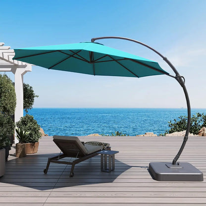 Outdoor Patio Umbrella, Curvy Cantilever Umbrella, Heavy Duty Offset Hanging Umbrella with 360° Rotation for, Customized