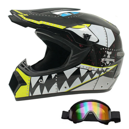 Motocross and Off-Road Helmet Set - Extreme Youth Challenge Full Helmet, Goggles, Gloves, and Protective Gear