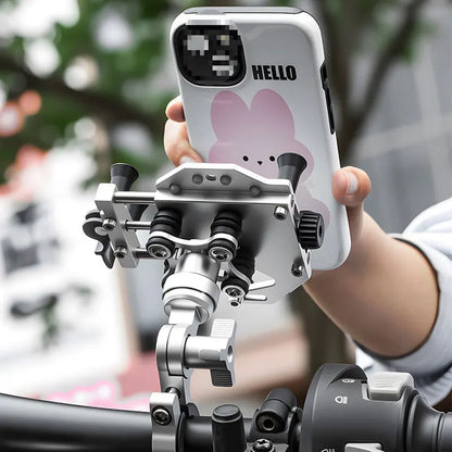 Universal Alloy Motorcycle Phone Holder 360° Adjustable Shock Absorption Motorcycle Mobile Stand Motos Bike Navigation Bracket