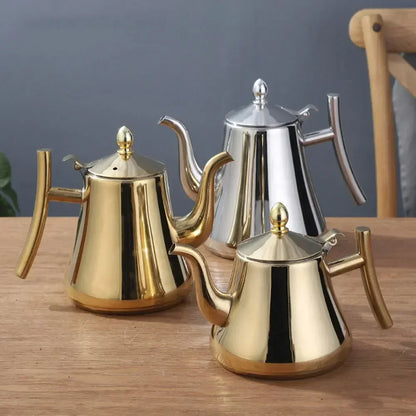 1L/1.5L Gold Teapot with Infuser Stainless Steel Water Kettle Tea pot Polish Fashion Durable Coffee Cold Water Pot Home Tea Tool