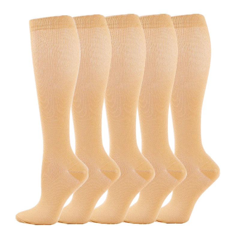 3/6/7 Pairs Compression Socks Women Medical Edema Running Socks Men Knee Length Cycling Socks  Football Basketball Outdoor trave
