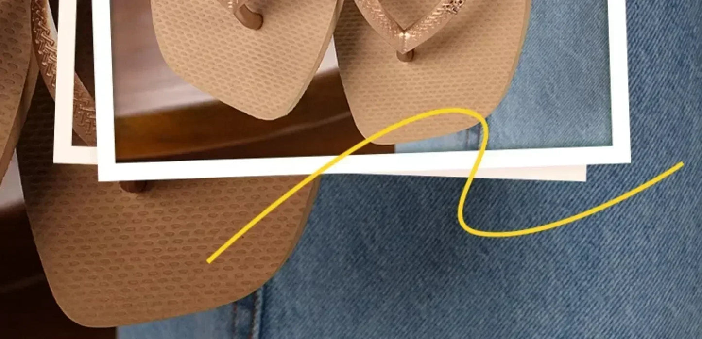 2025 Summer New Women's Square Toe Rubber Flip Flops Luxury Casual Outdoor Beach Sandals Size 35-42 Women's Shoes