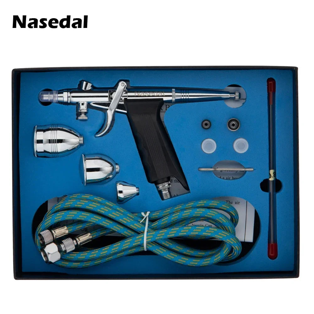 Nasedal 0.3mm 0.5mm 0.8mm Double Action Airbrush Spray Gun 2cc 5cc 13cc for Gundam Model Painting Nail Art DIY Decor NT-116B