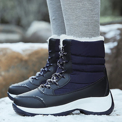 Snow Boots Woman Solid Shoes Woman Lace-Up Ladies Shoes Soft Ankle Boots Warm Lightweight Winter Ladies Boots Botas Mujer