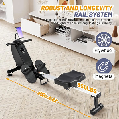 Rowing Machines for Home - Magnetic/Water Rowing Machine with Upgrade 16 Resistance Levels, 350 Lb Weight Capacity