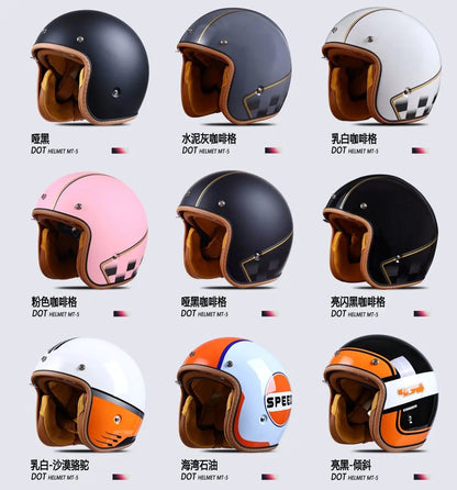 China 3C certification retro motorcycle helmet lightweight ventilation 3/4 cruise helmet unisex riding helmet.