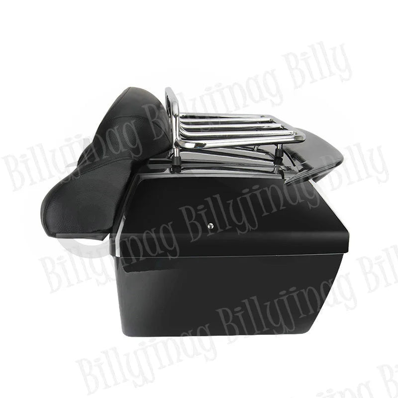 Black Trunk Tail Box Luggage Backrest For Honda Yamaha Suzuki Kawasaki Lifan Indian Bobber Custom Chopper Cruisers Street Bike