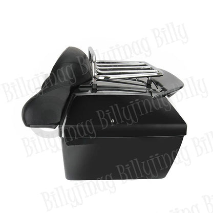 Black Trunk Tail Box Luggage Backrest For Honda Yamaha Suzuki Kawasaki Lifan Indian Bobber Custom Chopper Cruisers Street Bike