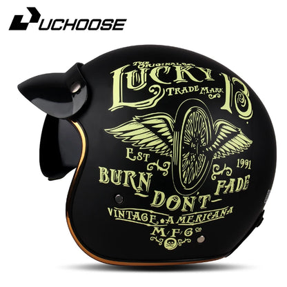 DOT Open Face Casco Moto Motorcycle Accessories Men Moto Helmets Certificated Retro Motorcycle Helmet Cafe Racer