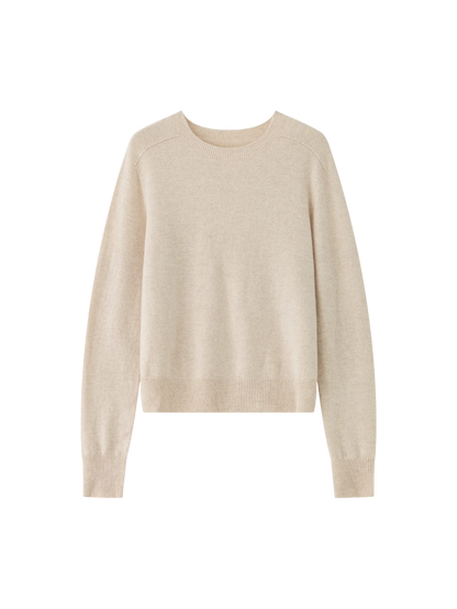 FSLE 100% Wool Seamless One-piece Knit Shirt Sweater For Women Autumn Winter New Design Wool Crew Neck Versatile Casual Sweater