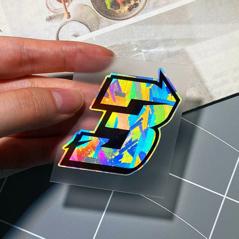 1PC Arabic Numbers Motorcycle Stickers Reflective Holographic Carbon Effect for Helmet Scooter Fuel Tank Front Fairing Decals