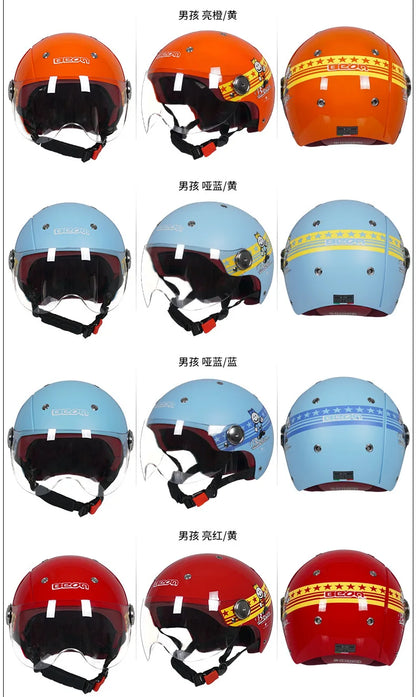 BEON Motorcycle Helmet for Adult and Child All Seasons Electric Vehicle Half Helmet Summer Sun Protection Helmet Motorcycle