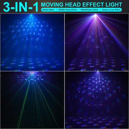 DayFlicker 30W Double-sided RGBW 4 in 1 Lamp Beads Mini Moving Head Light DMX512 Voice Control 15 CH For DJ KTV Party Banquet