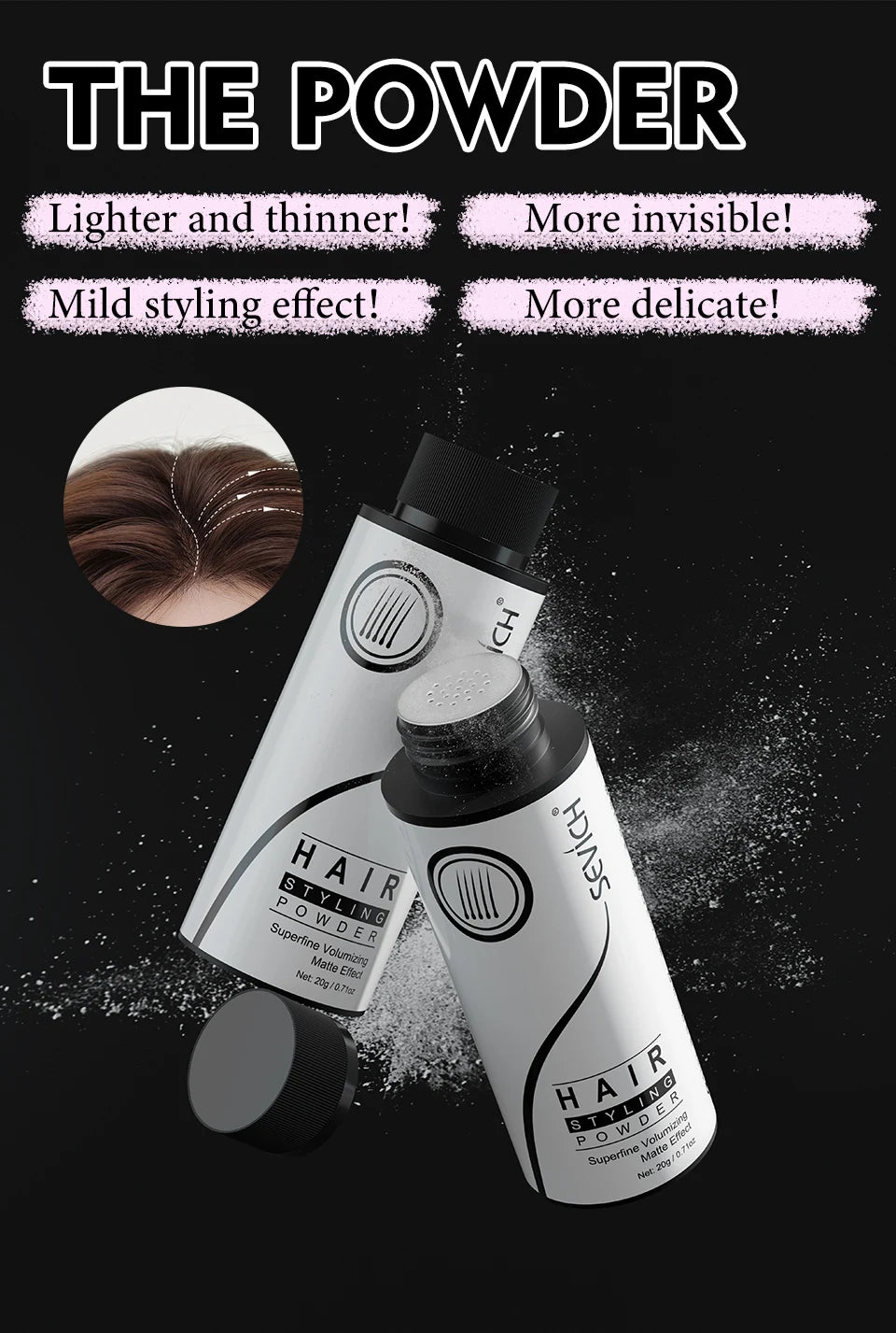 Sevich Hair Styling Powder 20g Fluffy Thin Hair Powder Spray Increases Hair Volume Captures Haircut Unisex Styling Hairspray