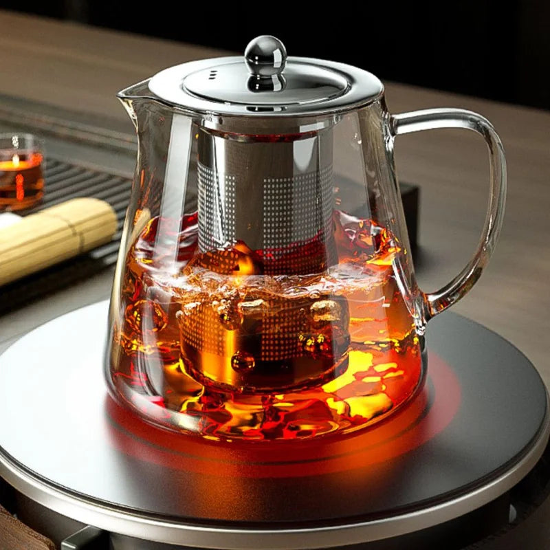 450/1300ML Arshen Filterable Heat-resistant Glass Teapot With 304 Stainless Steel filter Can Heated on Fire Clear Glass Teapot
